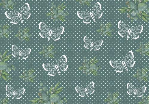 Teal Polka Dot with Butterfly and Ghost Foliage background, backing paper, printable paper
