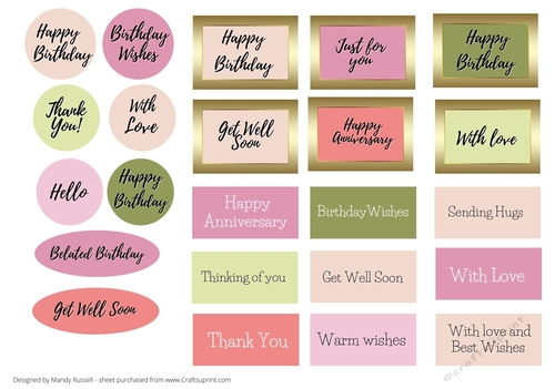 Cardmaking and Papercraft Sentiments Sheet, Text Toppers, Words, Greetings, Digi Stamps, Labels,