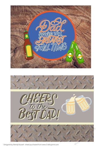 Fathers Day Cardmaking Topper sheet featuring 2 toppers designed for A5 cards