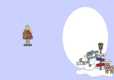Flakey and Friends Christmas Landscape Insert for an A5 Card
