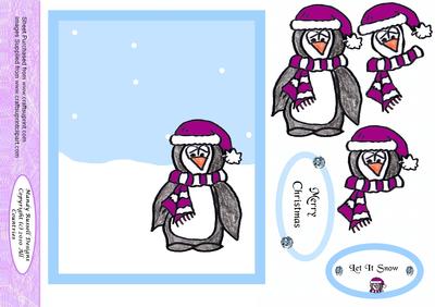 Penguin Party Quick Decoupage Card