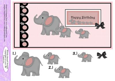 Extra Large Dl Elephant Birthday Card