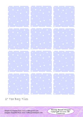 2 Inch Tea Bag Tiles Pale Blue with White Spots