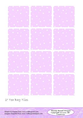 2 Inch Tea Bag Tiles Lilac with White Spots