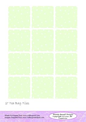 2 Inch Tea Bag Tiles Pale Green with White Spots