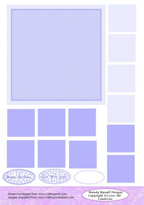 Colour Co-ordinating Tea Bag Card Design Sheet in Lilac
