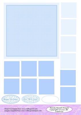 Colour Co-ordinating Tea Bag Card Design Sheet in Baby Blue