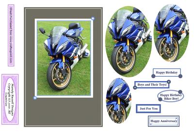 Happy Birthday Biker Boy Oval Pyramid / Stacker Design Sheet