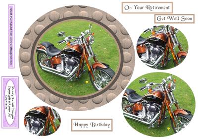 Orange Motor Bike Circular Pyramid Quick Card