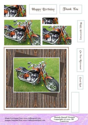 Large Square Cards Inspired Motor Bike Quick Card
