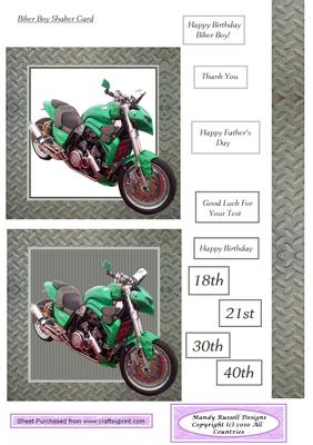 Happy Birthday Biker Boy Shaker Card