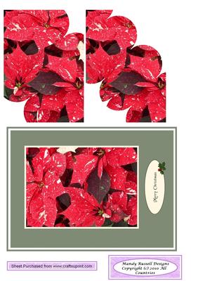 Scalloped Corner Poinsettia Stacker Card Design Sheet