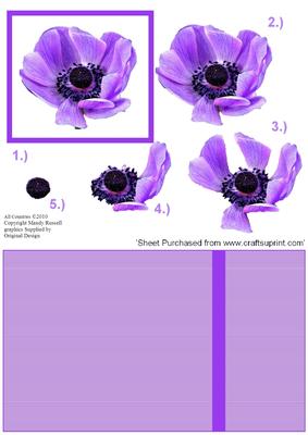 Lilac Anemone Decoupage Design Sheet