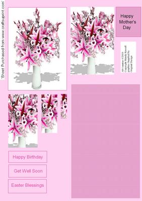 Vase of Pink Lilies Pyramid Stacker Design Sheet