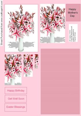 Dusky Pink Vase of Lilies Pyramid Stacker Design Sheet