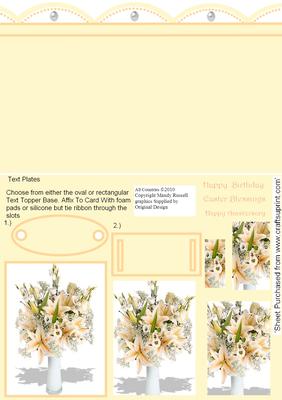 Stunning Peach Pyramid Stacker Design Sheet with Lace Edge Backing Topper and Ribbon Slider Text Plates