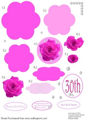 Pearl Wedding Anniversary Step by Step Flower Decoupage Project Sheet