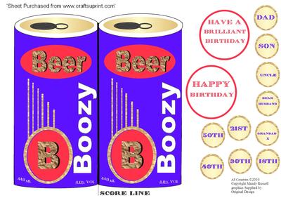 Boozy Can of Beer - Birthday Card Template