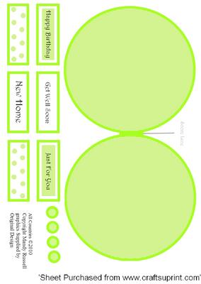 Lime Green Circular Card Front and Text Toppers
