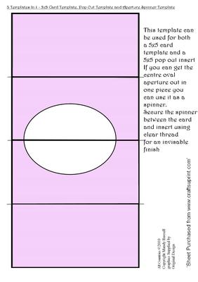 5x5 Card Template, Aperture Spinner and Pop Out Insert Template Sheet - 3 Templates in One with Lilac Finish