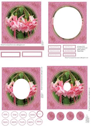 8x8 Card Front Fuschia Design Circular Pyramid Design Sheet