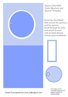 Baby Blue Sqaure Card with Aperture and Spinner Template