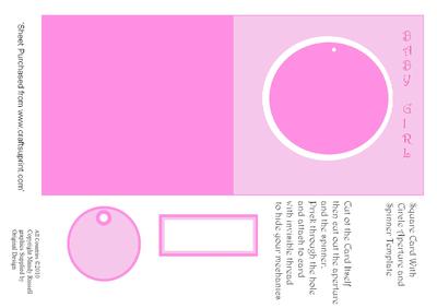 Baby Pink Aperture Card with Circle Spinner Card Template Sh