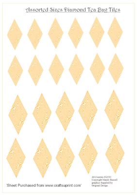 Peach Diamond Tiles Sheet for Tea Bag Toppers