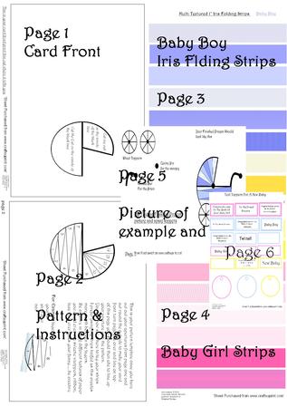 6 Page Iris Folding Pram Kit - Quick and Easy to Do