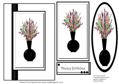 Oriental Style Vase of Flowers - Topper Design Sheet