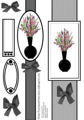 Oriental Style Vase of Flower Toppers Sheet