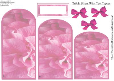 Trifold Floral Filler Screens with Scalloped Tops - Pink