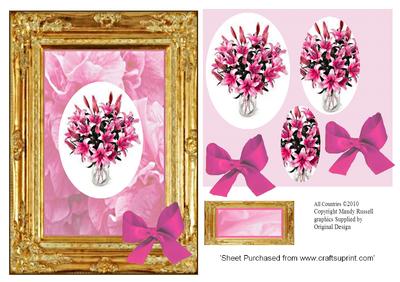 Pyramid Floral Stacker with Vase of Lilies and Pink Blush Ba