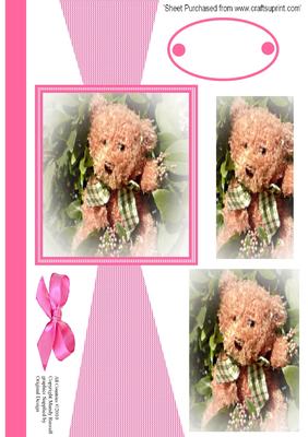 Teddy Out and About with Pink Plaid Pyramid Stacker