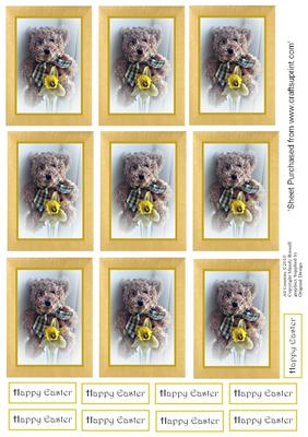 Daffodil and Teddy Bear Topper Sheet - 12 Toppers
