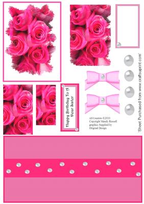 Sister - Happy Birthday Rose Pyramid Design Sheet
