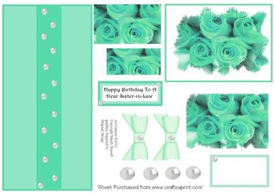 Sister in Law Happy Birthday Feathered Rose Pyramid Design S