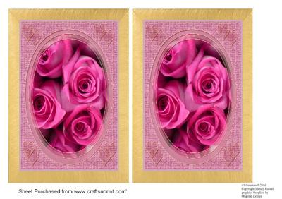2 Large Framed & Mounted Rose Print Toppers