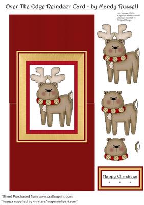 Over the Edge Reindeer Card with Decoupage Elements