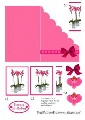 Cut Fold and Create Pink Phalenopsis Orchid Card