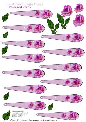 Roses and Pearls Lilac Dried Image Rose Floral Fan Design Sh