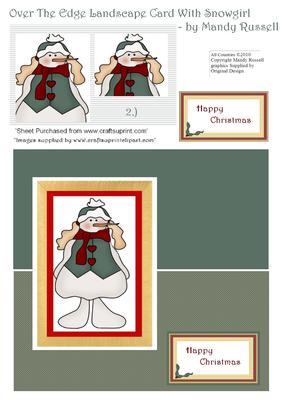 Over the Edge Landscape Card with Snowgirl
