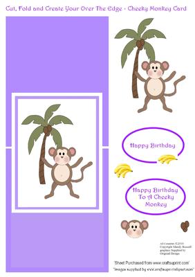 Cut, Fold and Create Over the Edge Cheeky Monkey Card
