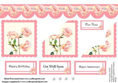 Pearls and Peonies Scalloped Edge Corner Pyramid Design Shee