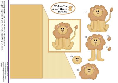 Step by Step Lion Quick and Easy Card Design Sheet