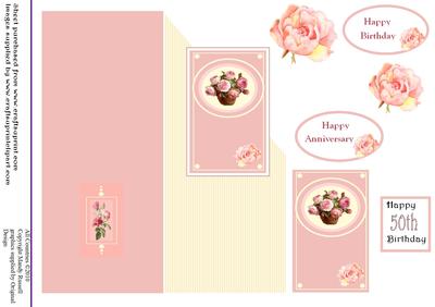 Happy 50th Birthday - Bowl of Peonies Design Sheet
