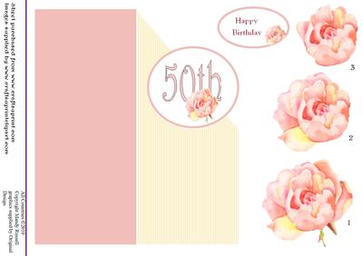 Cut Fold and Craft - Happy 50th Birthday Peony Roses