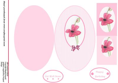 Hand Painted Poppy Oval Pyramid Card