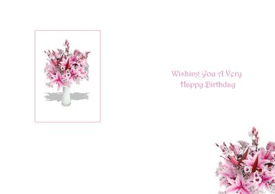 Pink Lilies Floral Vellum or Insert - Wishing You a Very Hap