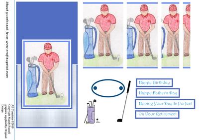 Watercoloured Golfer Over the Edge Design Sheet